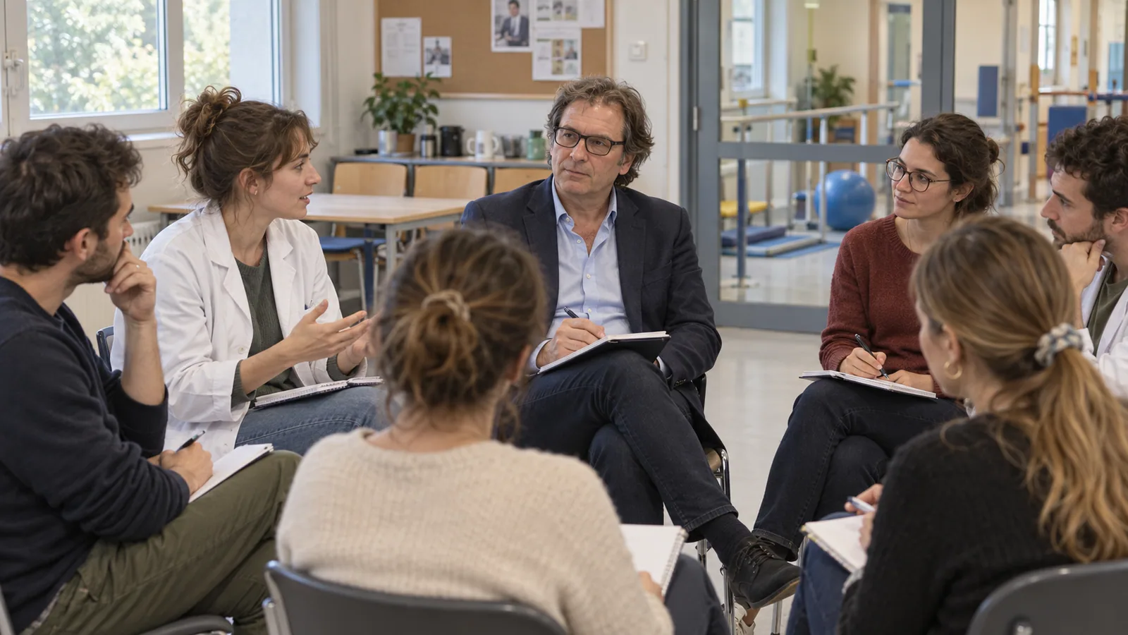 Illustration d’un groupe de professionnels dans un espace de petite enfance